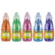 Lot de 5 flacons de Peinture à l'eau Pailletée 250ml : Orange, Vert, Rouge Primaire (Magenta), Bleu Primaire (Cyan), Violet