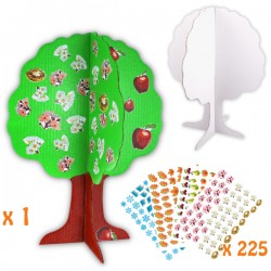 Árbol de cartón para decorar + 225 pegatinas 4 estaciones