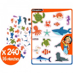 240 Gommettes animaux de la mer