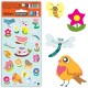 21 gommettes no pack printemps (fleurs, oiseaux, papillons, libellules)