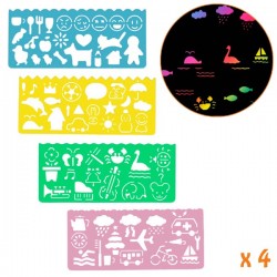 Set of 4 stencil rulers 15*6,5cm