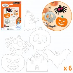 6 cardboard Halloween hangings to decorate