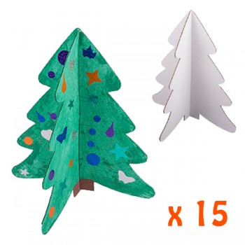 15 Sapins en carton à décorer - 24cm