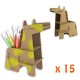 Lot de 15 pots à crayons girafe en carton kraft à monter et à décorer soi-même