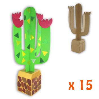 Lot de 15 cactus en carton kraft à monter et à décorer